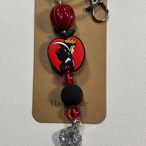 Red and Black Apple SnowWhite/Evil Queen Keychain with Heart Charm